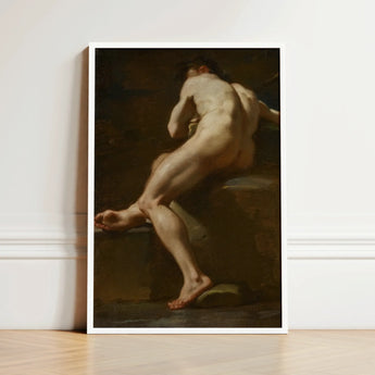 Male Nude Seen from Behind - Ubaldo Gandolfi Fine Art Print / Canvas Framed Classical Painting Figure Dynamic Pose, Celestial Constellation