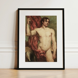 Male Nude Standard Bearer - William Etty Art Print / Canvas, 12x16’’ / 31x41cm / Black Frame / Matboard, Posters Prints & Visual Artwork,