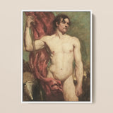 Male Nude Standard Bearer - William Etty Art Print / Canvas, 12x16’’ / 31x41cm / White Frame, Posters Prints & Visual Artwork, Toby Leon