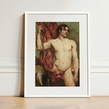 Male Nude Standard Bearer - William Etty Art Print / Canvas, William Etty, Standard Bearer, Sinewy Form Bathed