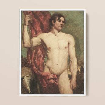 Male Nude Standard Bearer - William Etty Art Print / Canvas, William Etty, Standard Bearer, Sinewy Form Bathed