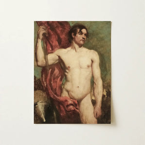 Male Nude Standard Bearer - William Etty Art Print / Canvas Rectangular Canvas Print Classical Painting Nude Male Figure William Etty,