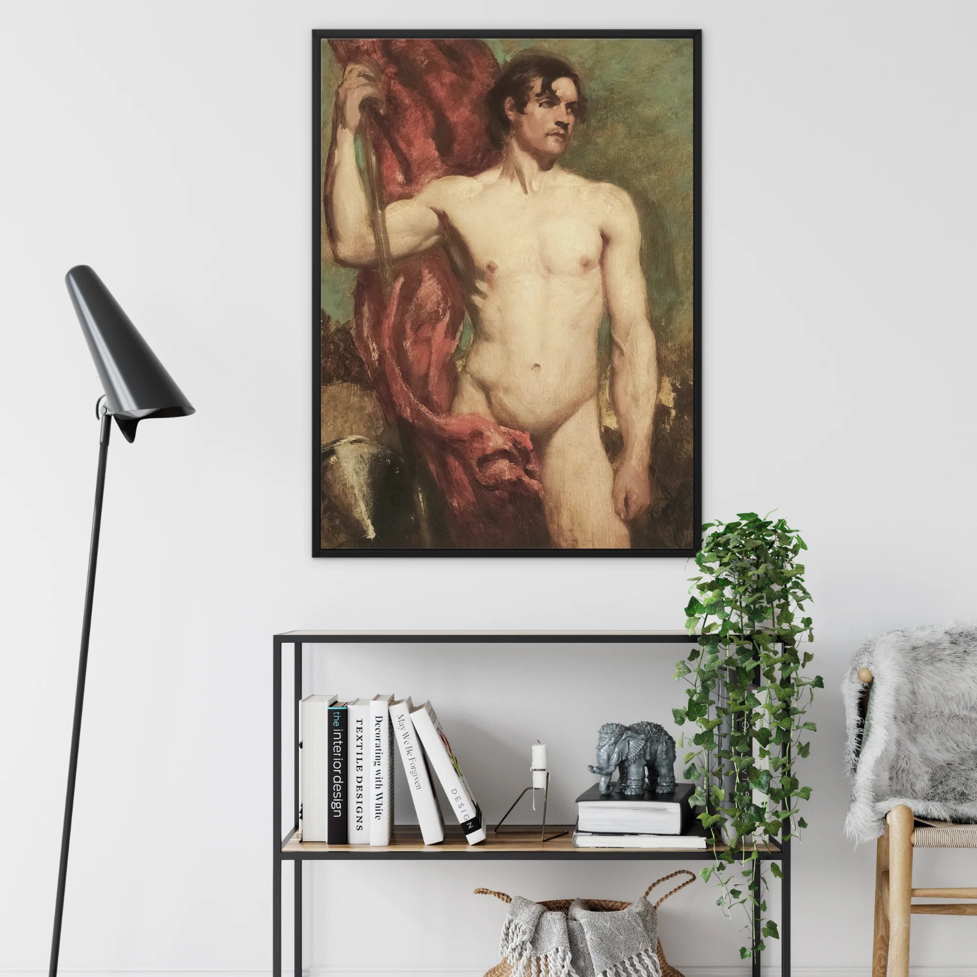 Male Nude Standard Bearer - William Etty Framed Canvas Posters Prints & Visual Artwork