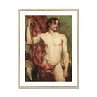 Male Nude Standard Bearer - William Etty Art Print, Classical Nude Figure Study Painting Red Drapery