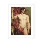 Male Nude Standard Bearer - William Etty Art Print, Classical Nude Figure Study Painting Red Drapery