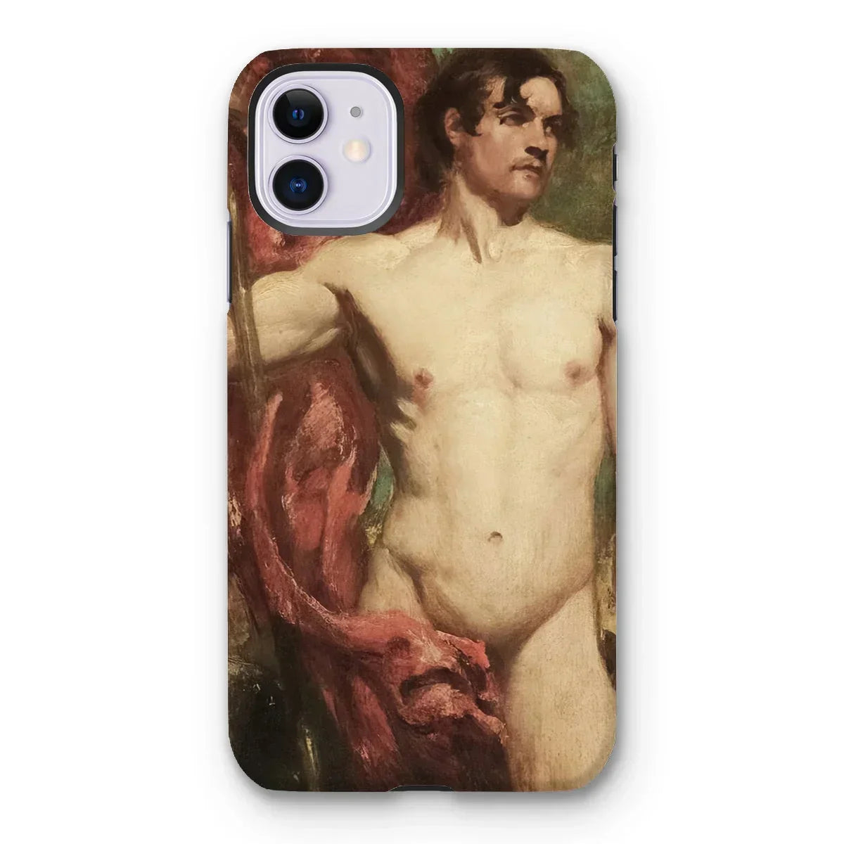 Male Nude Standard Bearer - William Etty Iphone Case, 11 / Matte, Phone Case Classical Nude Male Figure Painting