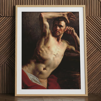 Male nude art print by Gericault, framed
