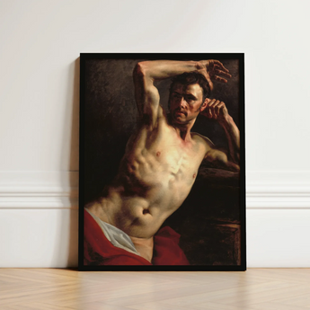 Male Nude - Theodore Gericault Art Print / Canvas Framed Classical Painting Muscular Figure Arm Théodore Géricault’s Study, Homoerotic,