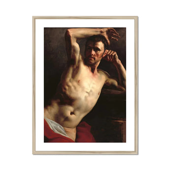 Male Nude - Theodore Gericault Art Print, Classical Oil Painting Dramatic Male Torso Dynamic Pose