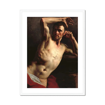 Male Nude - Theodore Gericault Art Print, Classical Oil Painting Dramatic Male Torso Dynamic Pose