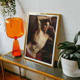 Male Nude - Theodore Gericault Art Print, Framed Painting Shirtless Male Figure Arm Raised