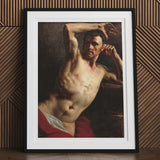 Male Nude - Theodore Gericault Art Print, Framed Portrait Shirtless Man Muscular Physique Dramatic Pose