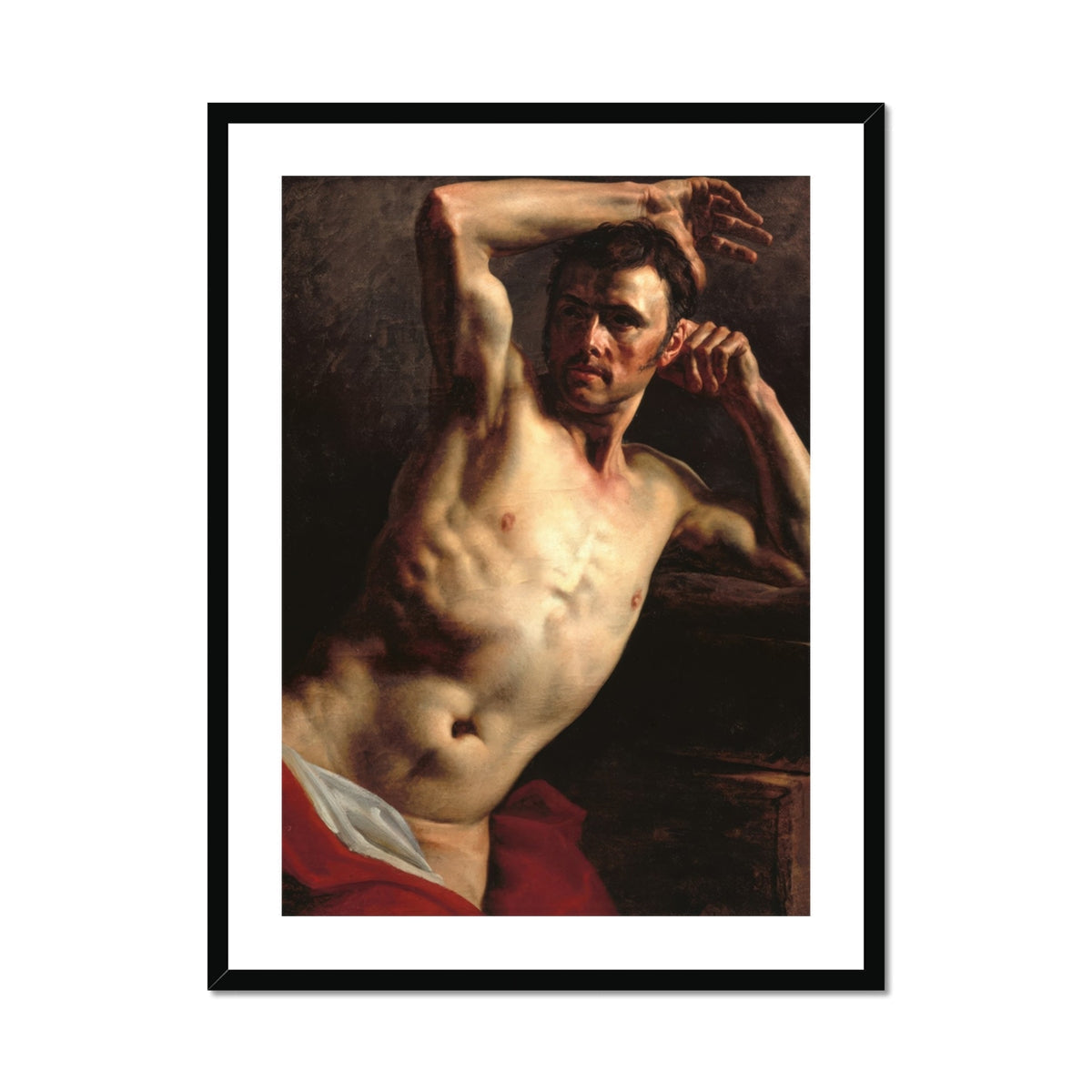 Male Nude - Theodore Gericault Art Print, Classical Oil Painting Dramatic Male Torso Dynamic Pose