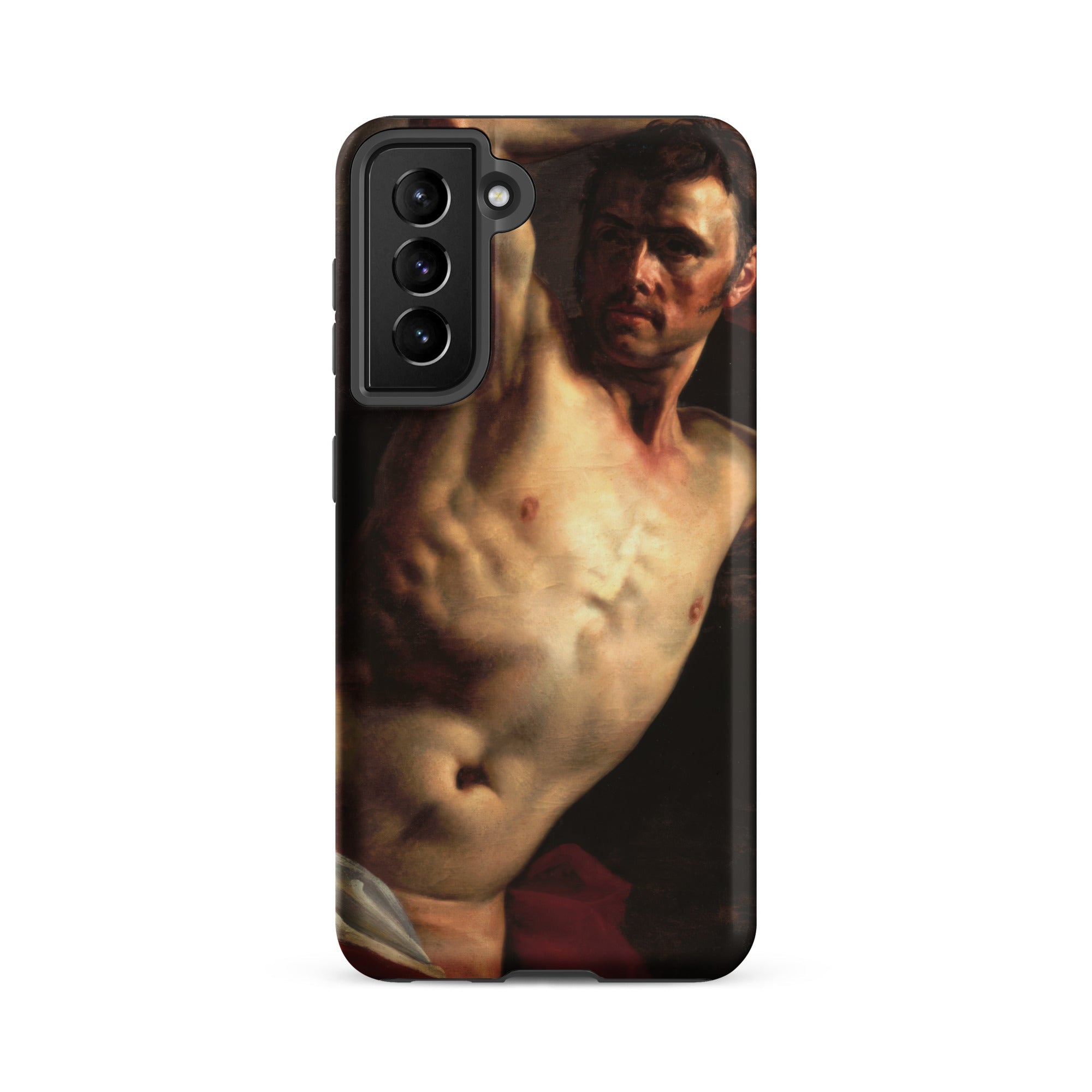 Male Nude Theodore Gericault Samsung Case, Galaxy S21 Fe / Matte, Black Smartphone Case Painted Portrait Shirtless Man