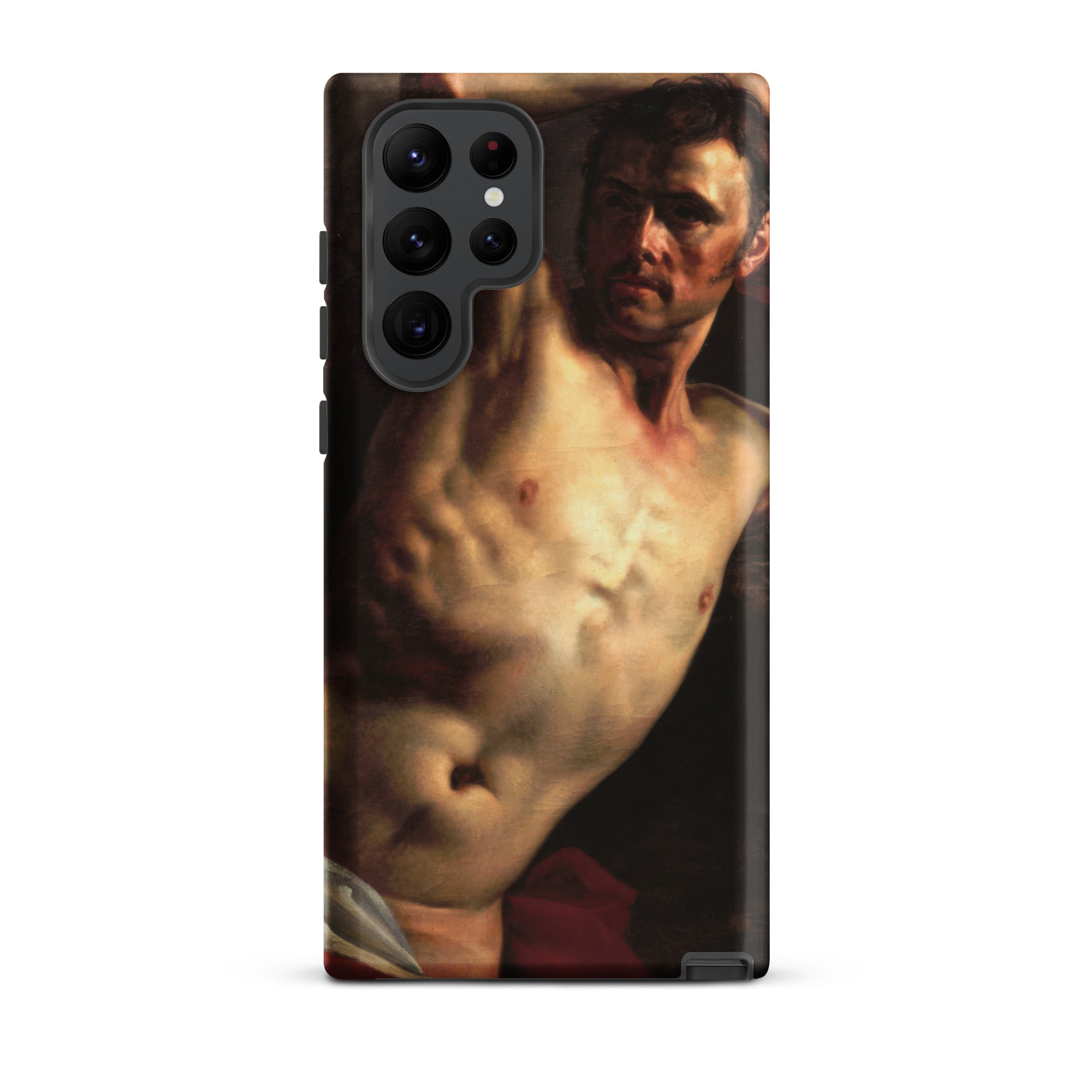 Male Nude Theodore Gericault Samsung Case, Galaxy S22 Ultra / Matte, Black Smartphone Case Painted Shirtless Man