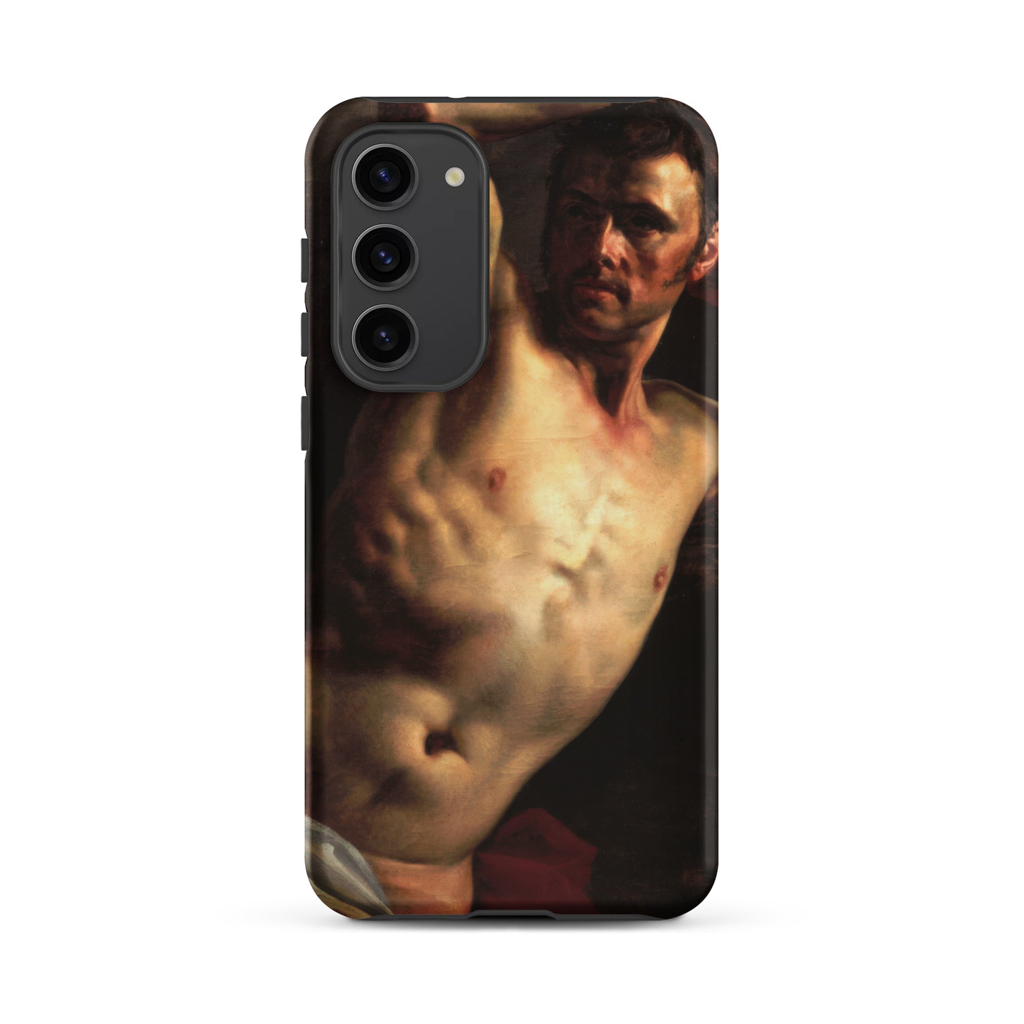Male Nude Theodore Gericault Samsung Case, Galaxy S23 Plus / Matte, Black Smartphone Case Painting Shirtless Man Visible Musculature