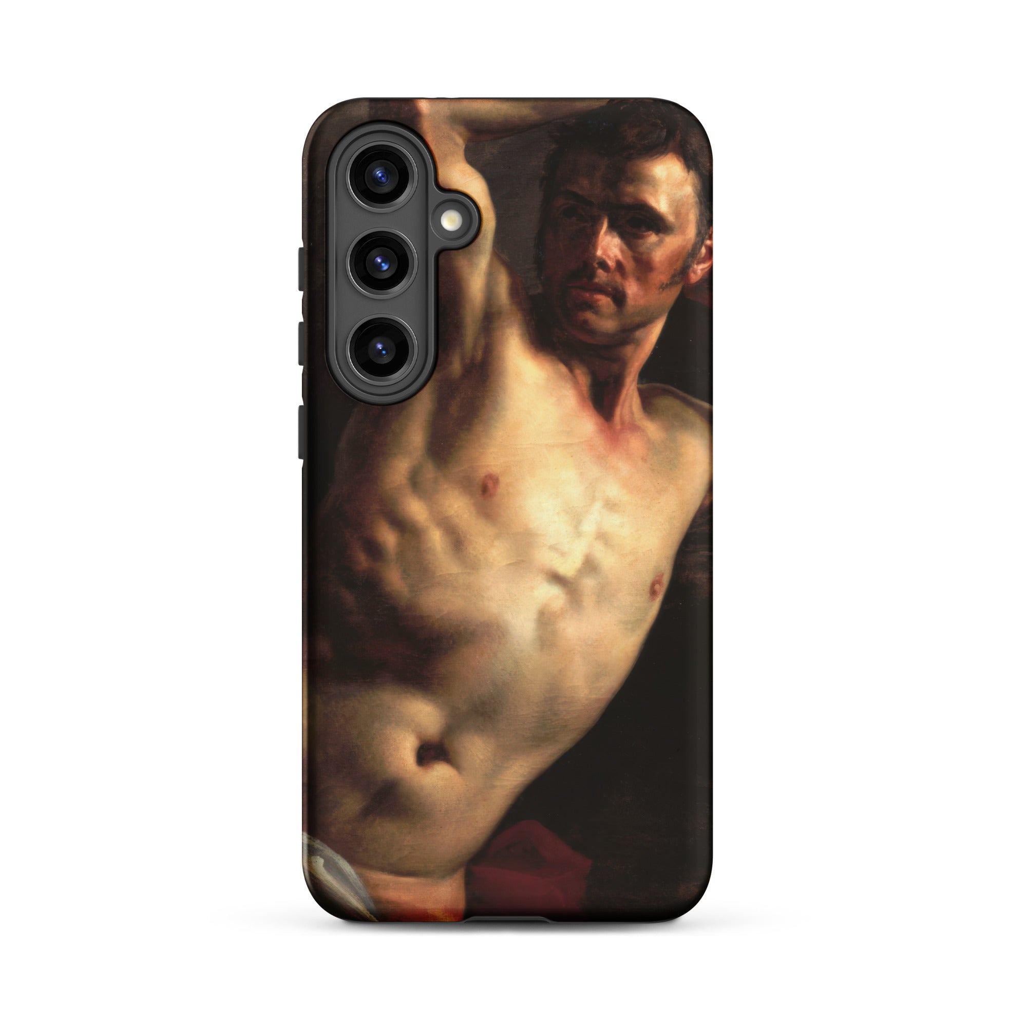 Male Nude Theodore Gericault Samsung Case, Galaxy S24 Plus / Matte, Black Smartphone Case Painted Shirtless Man