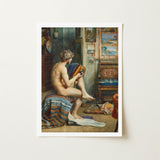 Male Nude with Accordion - Julien Renevier Art Print / Canvas Framed Reproduction Classical Painting Figure Seated Renevier’s, Gay, Prints