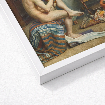 Male Nude with Accordion - Julien Renevier Art Print / Canvas Framed Classical Painting Figure Seated Striped Renevier’s, Gay, Prints