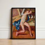 Male Nude - Wojciech Weiss Fine Art Print / Canvas Framed Painting Figure Expressive Pose Rendered, Brushstroke Colliding, Fugitive Ecstasy