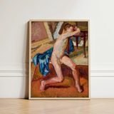 Male Nude - Wojciech Weiss Fine Art Print / Canvas Framed Oil Painting Figure Expressive Pose, Brushstroke Colliding, Fugitive Ecstasy