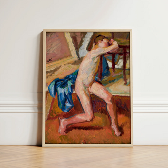 Male Nude - Wojciech Weiss Fine Art Print / Canvas Framed Oil Painting Figure Expressive Pose, Brushstroke Colliding, Fugitive Ecstasy