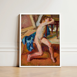 Male Nude - Wojciech Weiss Fine Art Print / Canvas Framed Painting Figure Expressive Pose Rendered, Brushstroke Colliding, Fugitive Ecstasy