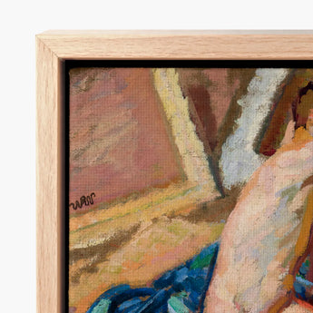 Male Nude - Wojciech Weiss Fine Art Print / Canvas Framed Painting Light Wood Frame Impressionistic Scene Figures, Brushstroke Colliding,