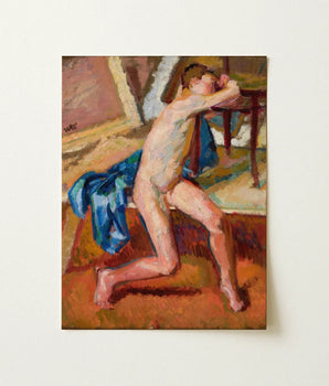 Vibrant Oil Painting Canvas Nude Male Figure Expressive Wojciech Weiss Fine Art, Brushstroke Colliding, Fugitive Ecstasy