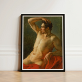 Male Torso in Profile - Theodore Gericault Art Print / Canvas Black-framed Classical Nude Painting Rich Théodore Géricault’s, Homoerotic,