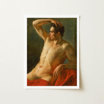 Male Torso in Profile - Theodore Gericault Art Print / Canvas Framed Classical Painting Nude Figure Defined Musculature Théodore