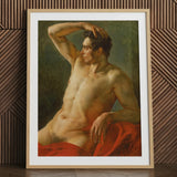 Male Torso in Profile - Theodore Gericault Art Print, 24x32’’ / 61x81cm / Natural Frame / 2’’ Matboard, Posters Prints & Visual Artwork,