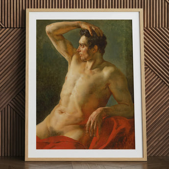 Male Torso in Profile - Theodore Gericault Art Print, 24x32’’ / 61x81cm / Natural Frame / 2’’ Matboard, Posters Prints & Visual Artwork,