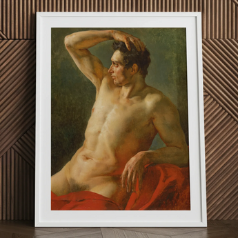 Male Torso in Profile - Theodore Gericault Art Print, 24x32’’ / 61x81cm / White Frame / 2’’ Matboard, Posters Prints & Visual Artwork, Toby