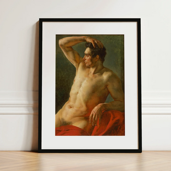 Male Torso in Profile - Theodore Gericault Art Print / Canvas, 12x16’’ / 31x41cm / Black Frame / Matboard, Posters Prints & Visual Artwork,