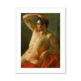 Male Torso in Profile - Theodore Gericault Art Print, Classical Oil Painting Nude Male Figure Seated Red