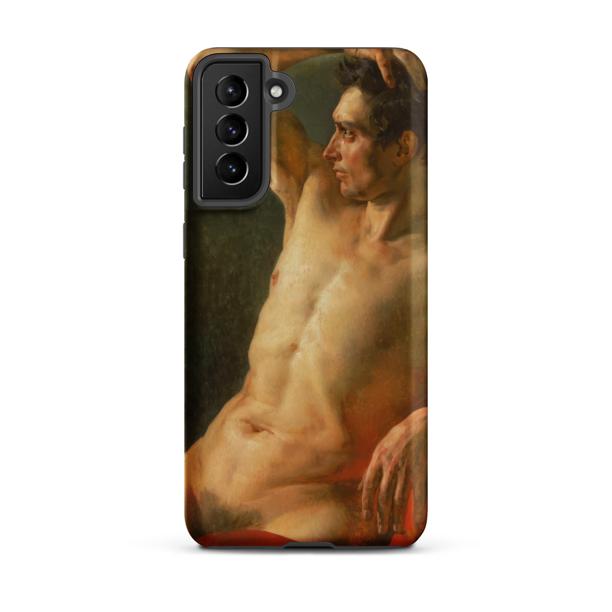 Male Torso in Profile Theodore Gericault Samsung Case, Galaxy S21 Plus / Matte, Black Phone Case Classical Painting Male Nude