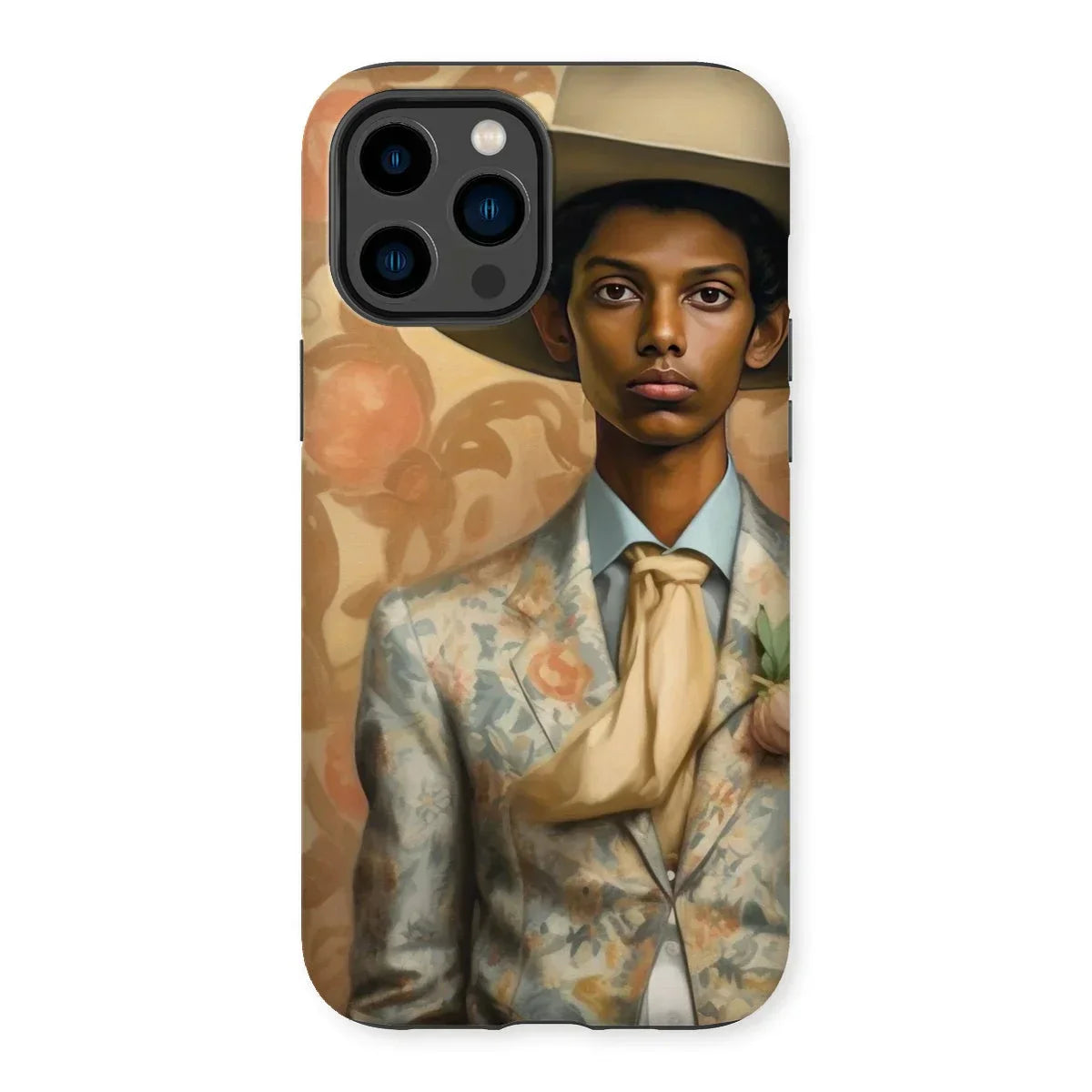Mallaravan - Dandy Transgender Cowboy Iphone Case, 14 Pro Max / Matte, Phone Case Portrait Young Man Floral Suit Hat