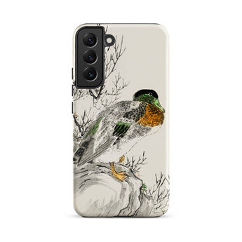 Mallard - Numata Kashu Meiji Duck Art Samsung Case, Galaxy S22 Plus / Matte, White Smartphone Case Duck Illustration