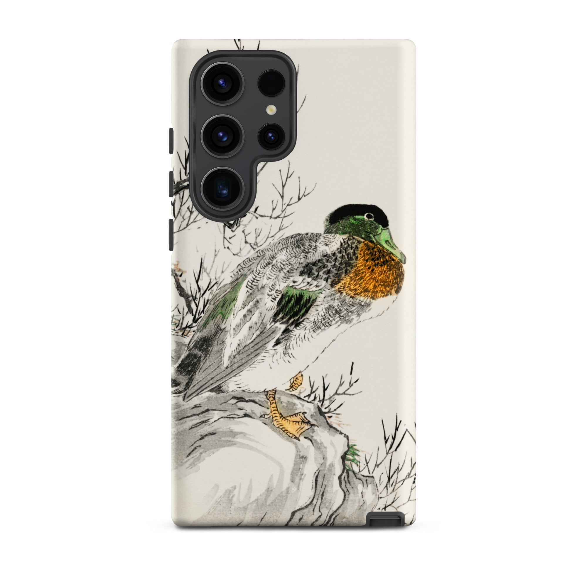 Mallard Numata Kashu Meiji Duck Art Samsung Case, Galaxy S23 Ultra / Matte, White Smartphone Case Duck Illustration