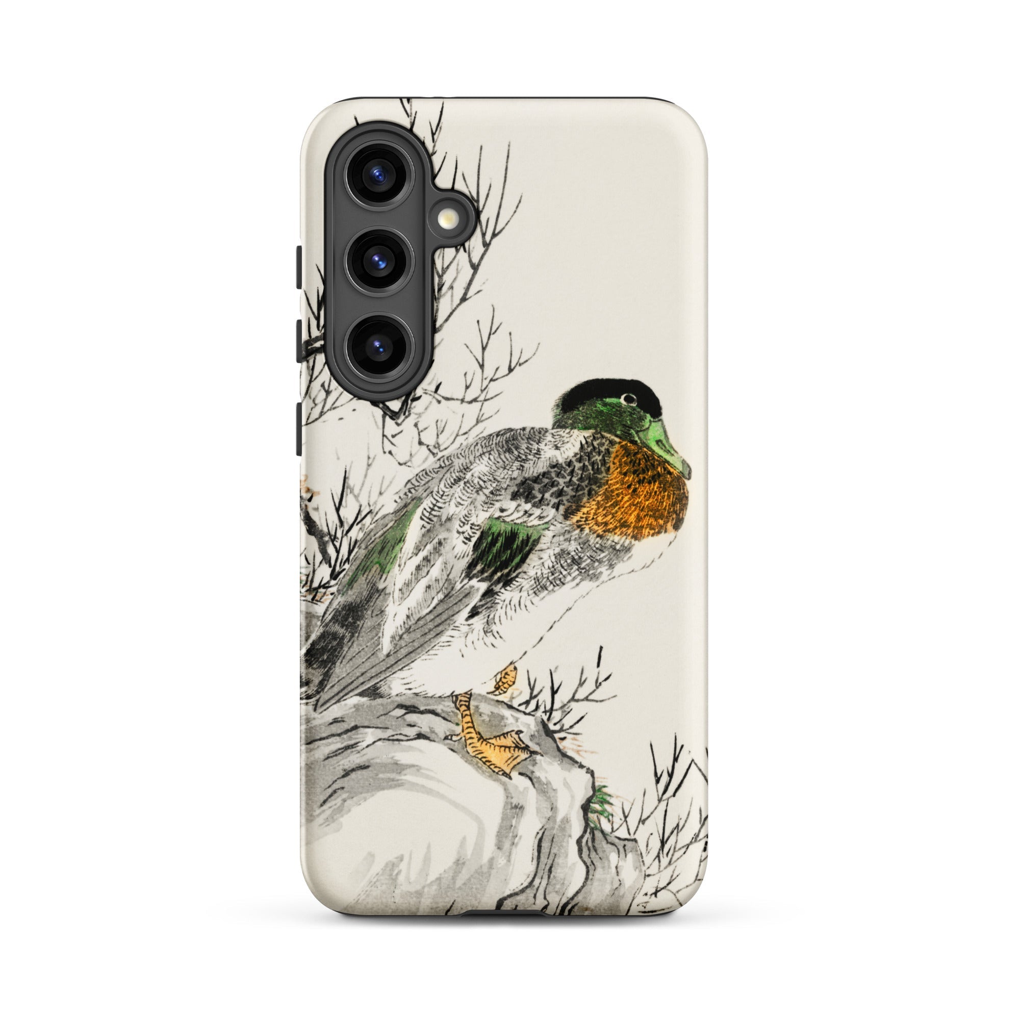Mallard Numata Kashu Meiji Duck Art Samsung Case, Galaxy S24 Plus / Matte, Cream Colored Phone Case Artistic Depiction Duck Branch