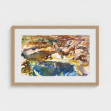 Man and Pool - John Singer Sargent Nude Art Print / Canvas Watercolor Painting Light Wood Frame Two Figures Reflective, Exploding