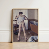Man at His Bath - Gustave Caillebotte Nude Art Print / Canvas Framed Reproduction Classical Painting Male Figure Indoor Gay, Caillebotte’s