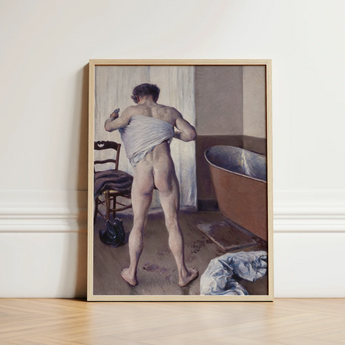 Man at His Bath - Gustave Caillebotte Nude Art Print / Canvas Framed Reproduction Classical Painting Male Figure Indoor Gay, Caillebotte’s