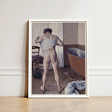 Man at His Bath - Gustave Caillebotte Nude Art Print / Canvas White-framed Muscular Classical Painting Style Gay, Caillebotte’s Prints