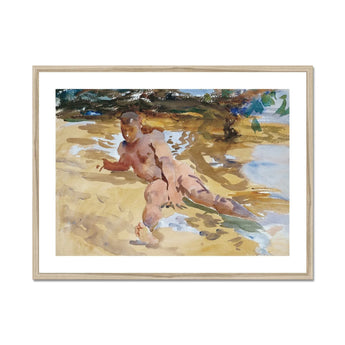 Nude Man on Beach - John Singer Sargent Art Print, Watercolor Painting Nude Figure Beach