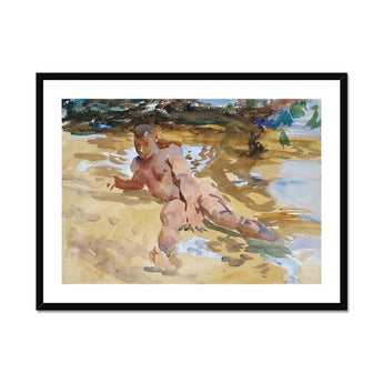 Nude Man on Beach - John Singer Sargent Art Print, Watercolor Painting Nude Figure Sand