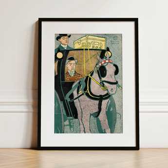 Man in Carriage - Edward Penfield Art Print / Canvas, 12x16’’ / 31x41cm / Black Frame / Matboard, Posters Prints & Visual Artwork, Toby Leon