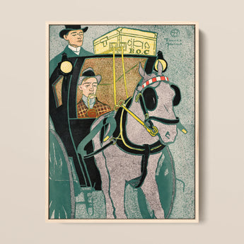 Man in Carriage - Edward Penfield Art Print / Canvas, 12x16’’ / 31x41cm / Natural Frame, Posters Prints & Visual Artwork, Toby Leon