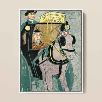 Man in Carriage - Edward Penfield Art Print / Canvas, 12x16’’ / 31x41cm / White Frame, Posters Prints & Visual Artwork, Toby Leon